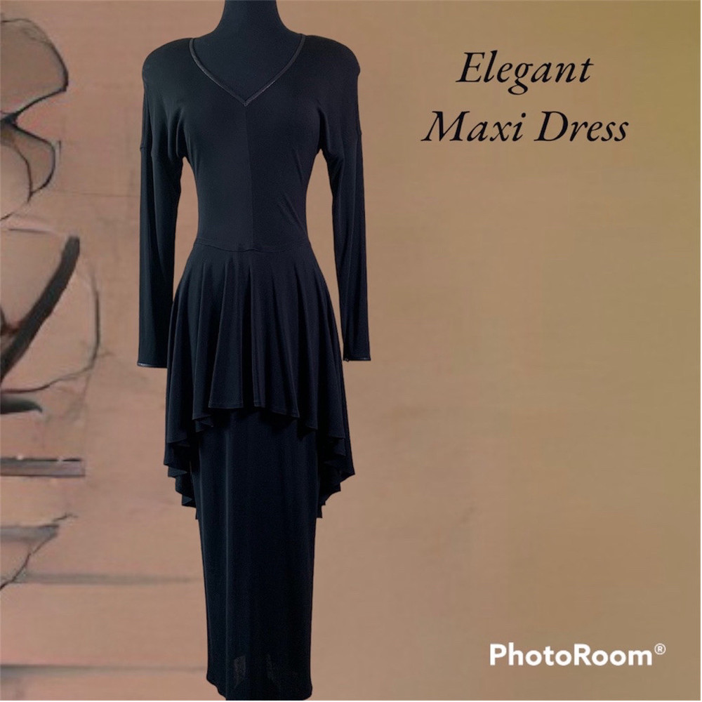 Vintage Formal Black Layered Dress Sz 2